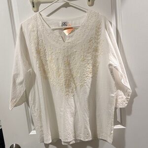 C&C California Cream Embroidered Blouse
